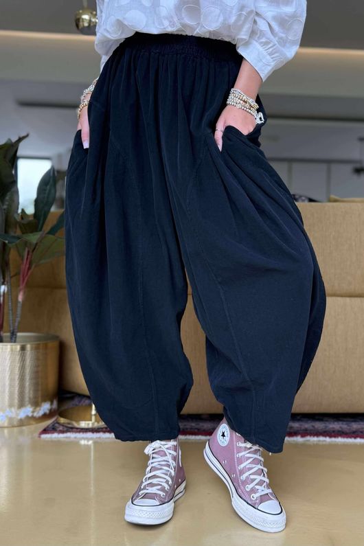 Made in Italy Cooper Needlecord Sia Pant Black 